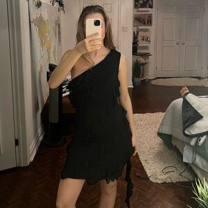 Zara Black Asymmetrical One Shoulder Dress for Cocktail